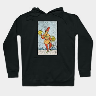 Two of pentacles tarot card (distressed) Hoodie